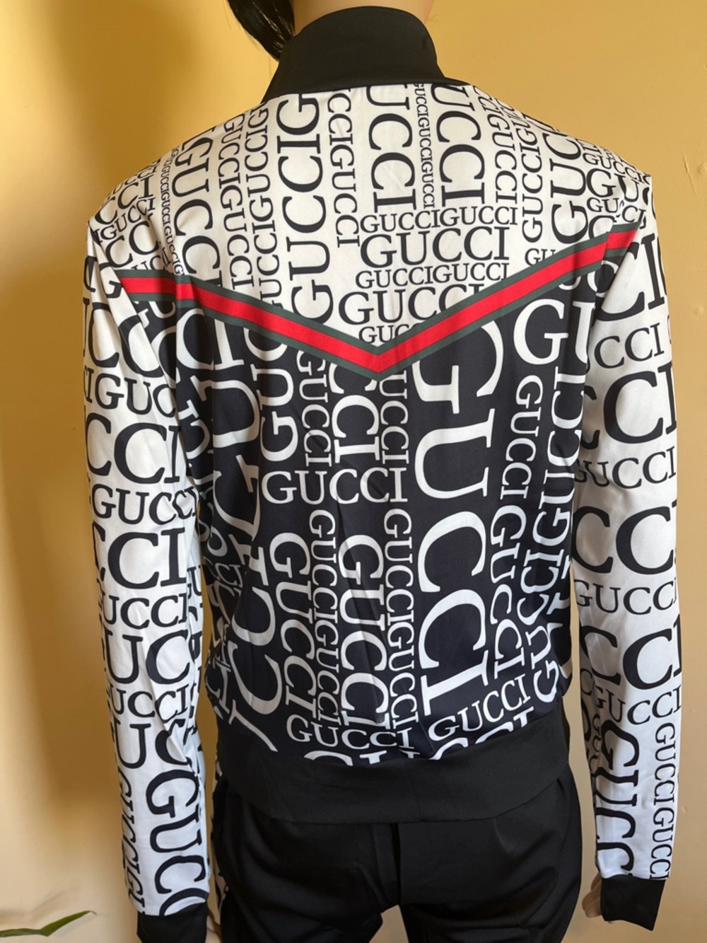 Gucci Black White Track Jacket & Joggers with Red Chevron - Picture 5 of 5